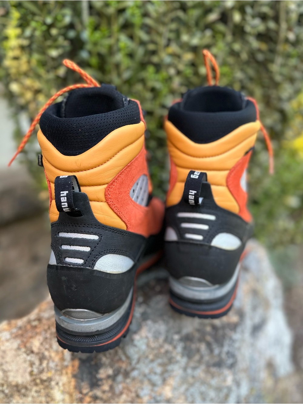 Men's Hanwag Orange Waterproof Suede Mountaineering Boots - Picture 5 of 8